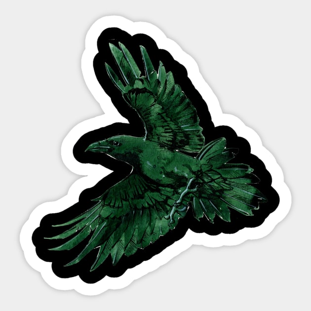 Watercolor Raven 3 Sticker by A.E. Kieren Illustration